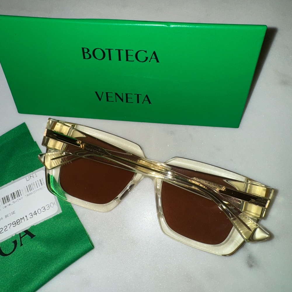 Bottega Veneta BV1122S 003 New Transparent Yellow/Grey Women's Sunglasses - Picture 3 of 13